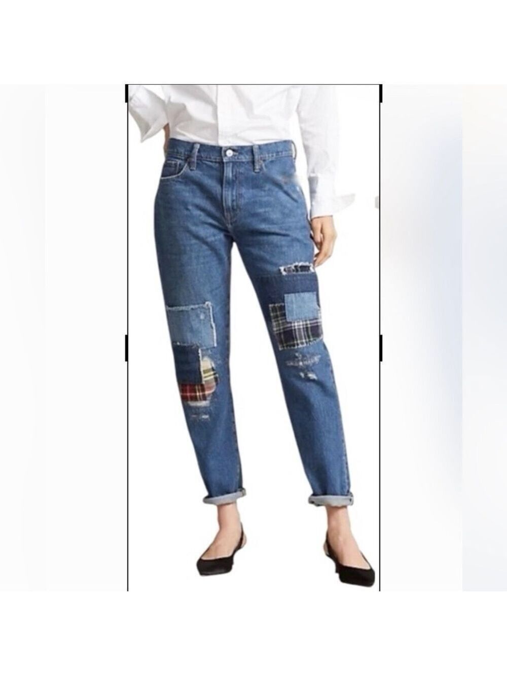 NWT Polo Ralph Lauren Patchwork The Slim Boyfriend Jeans Rope Dyed Size 28 NEW